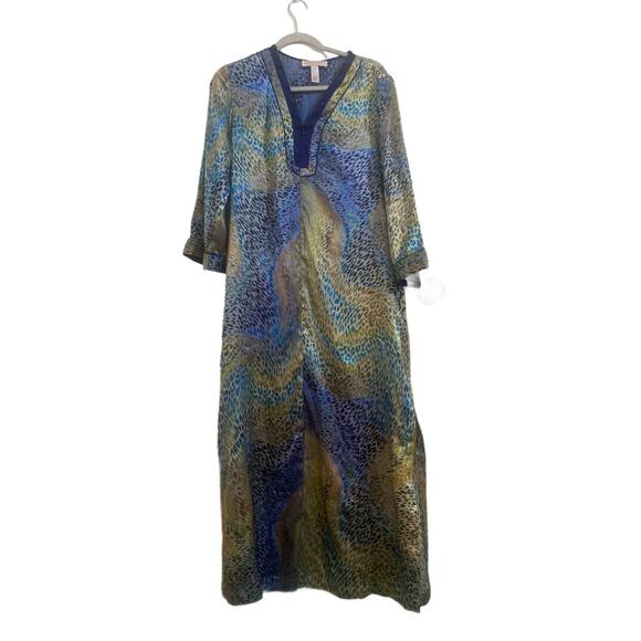 Oscar de la Renta Silk Abstract Animal Print Robe/ MuMu Sz M - Picture 1 of 6